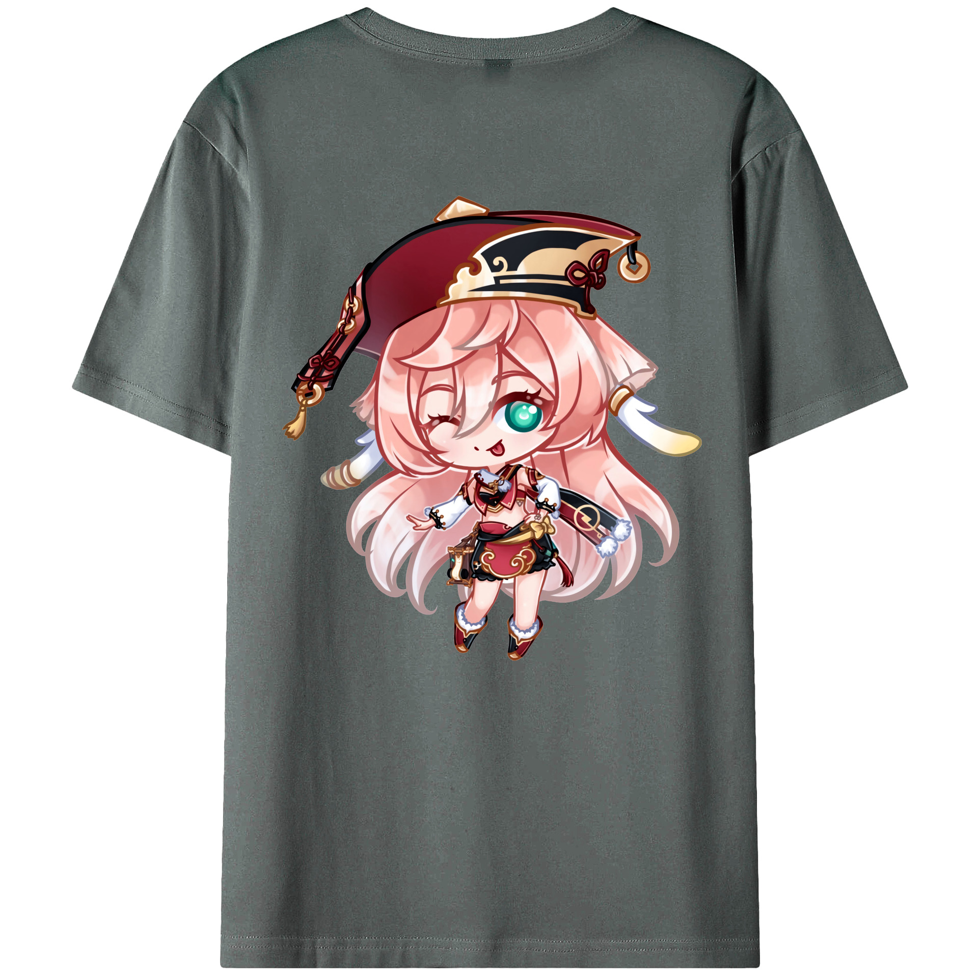 げんし神 ヤンフェイ genshin Yanfei 綿100％ メンズ半袖Tシャツ（バックプリント） 通気性
